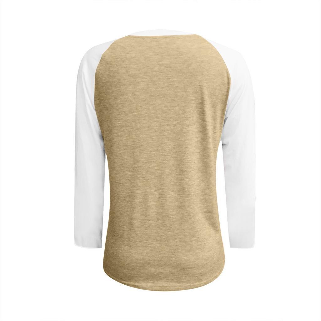 Women's Casual Colorblock Long Sleeve T-shirt Top