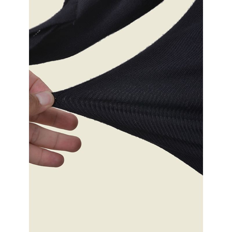 Export Stylish Cut Out Long Sleeves Knitwear Sexy Silm Early Autumn High Elasticity Pullover Keep Warm Tops