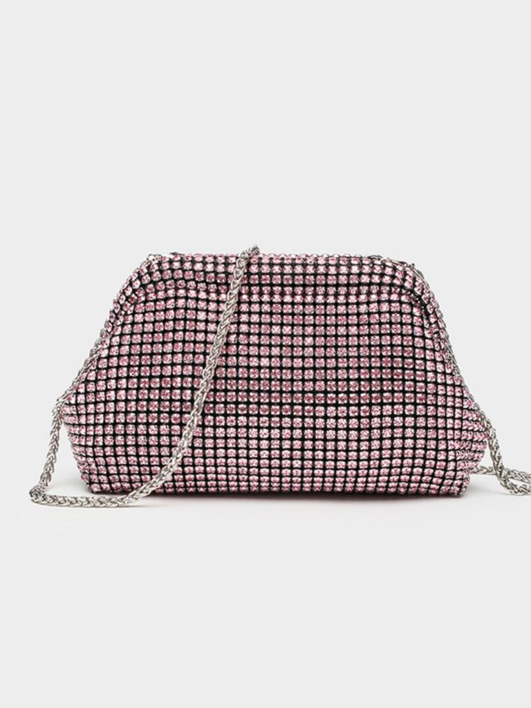 Clear Water Diamond Bag, Women'S Dinner Bag, Full Of Diamonds, Hand Clamp, Underarm Bag, Diamond-Encrusted Single Shoulder Flash Diamond Oblique Span