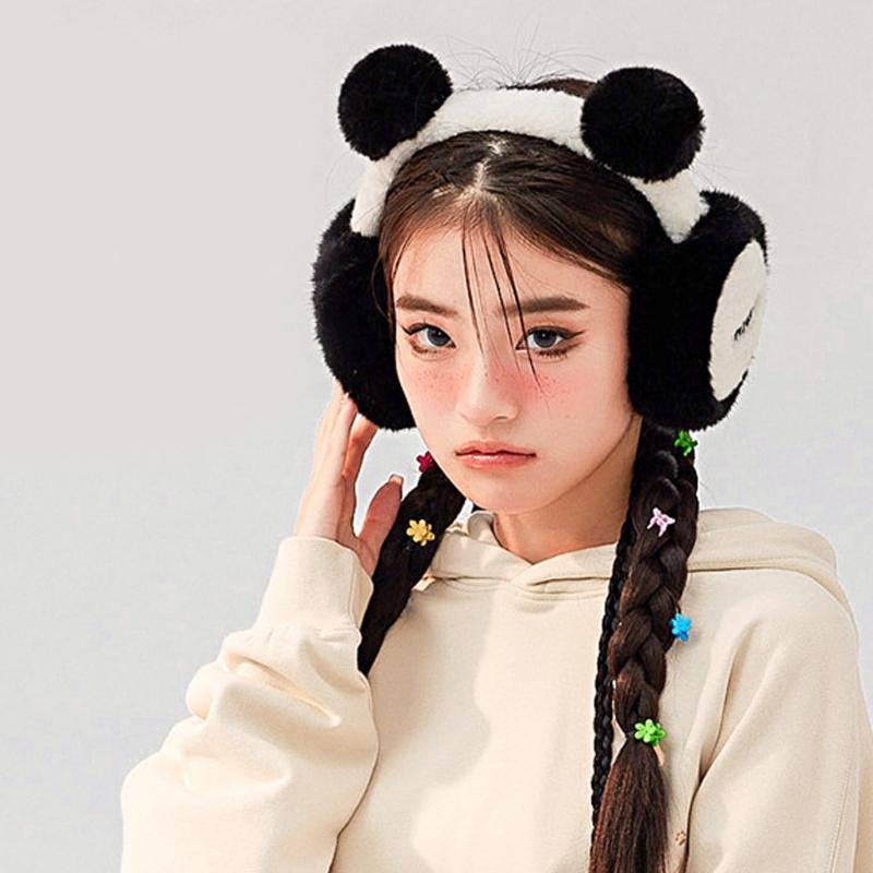 Panda Earmuffs Panda Ear Warmer Foldable Earmuffs Fleece Ear Muffs Headband Panda Ear Muffs Panda Earflap