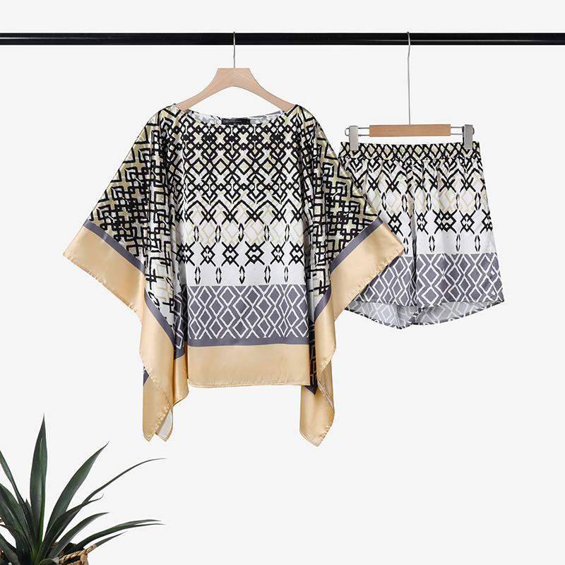 ZANZEA Ethnic Print Casual Blouse and Shorts Summer Two Piece Suit Sets