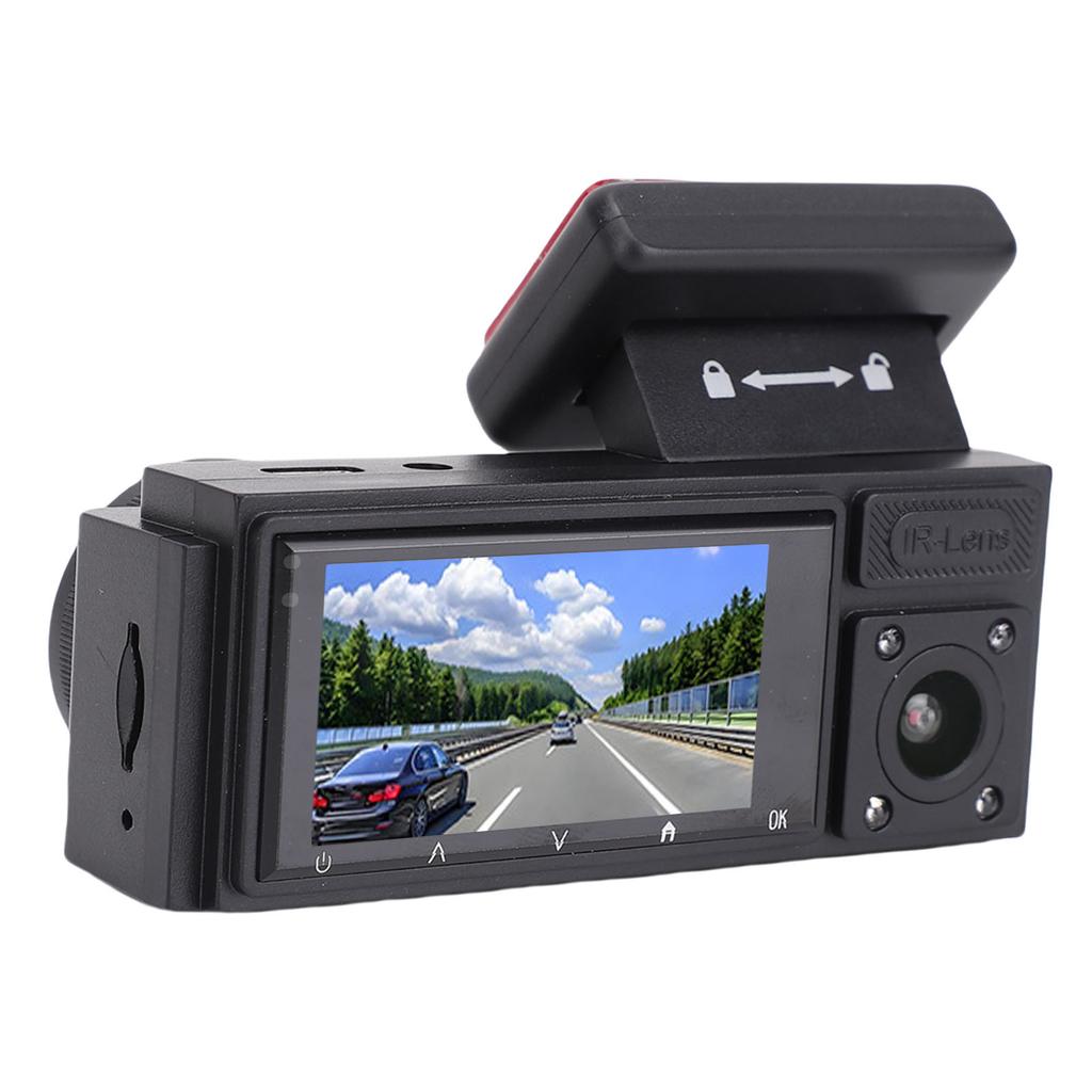 1080P Triple Dash Camera Front Rear Inside Driving Recorder with 2.0 HD Screen 170 degrees  Wide Angle Night Mode
