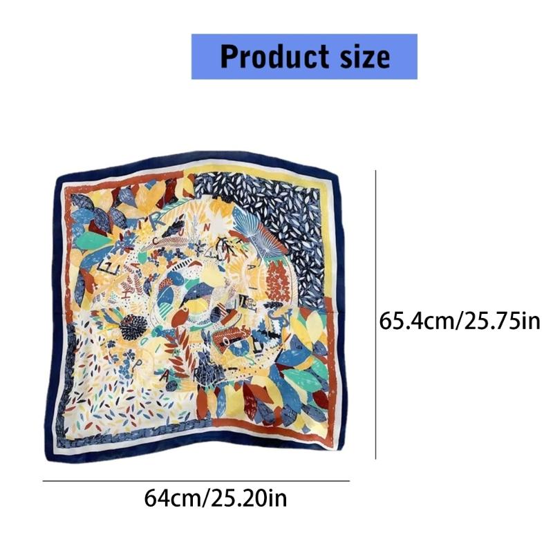 70cm Eleganter Kopftuch Quadratisches Bandana Schal Kopftuch für Damen mit Blumenmustern für verschiedene Anlässe Fotografie