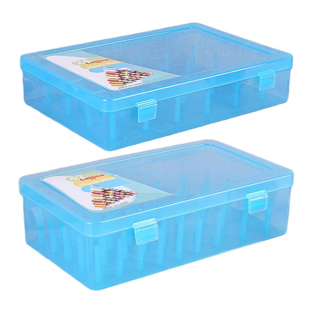 Solid Empty Sewing Thread Storage Box Sew Craft Organiser Case Holder Dustproof 42 Pillars Embroidery Spools Organizer