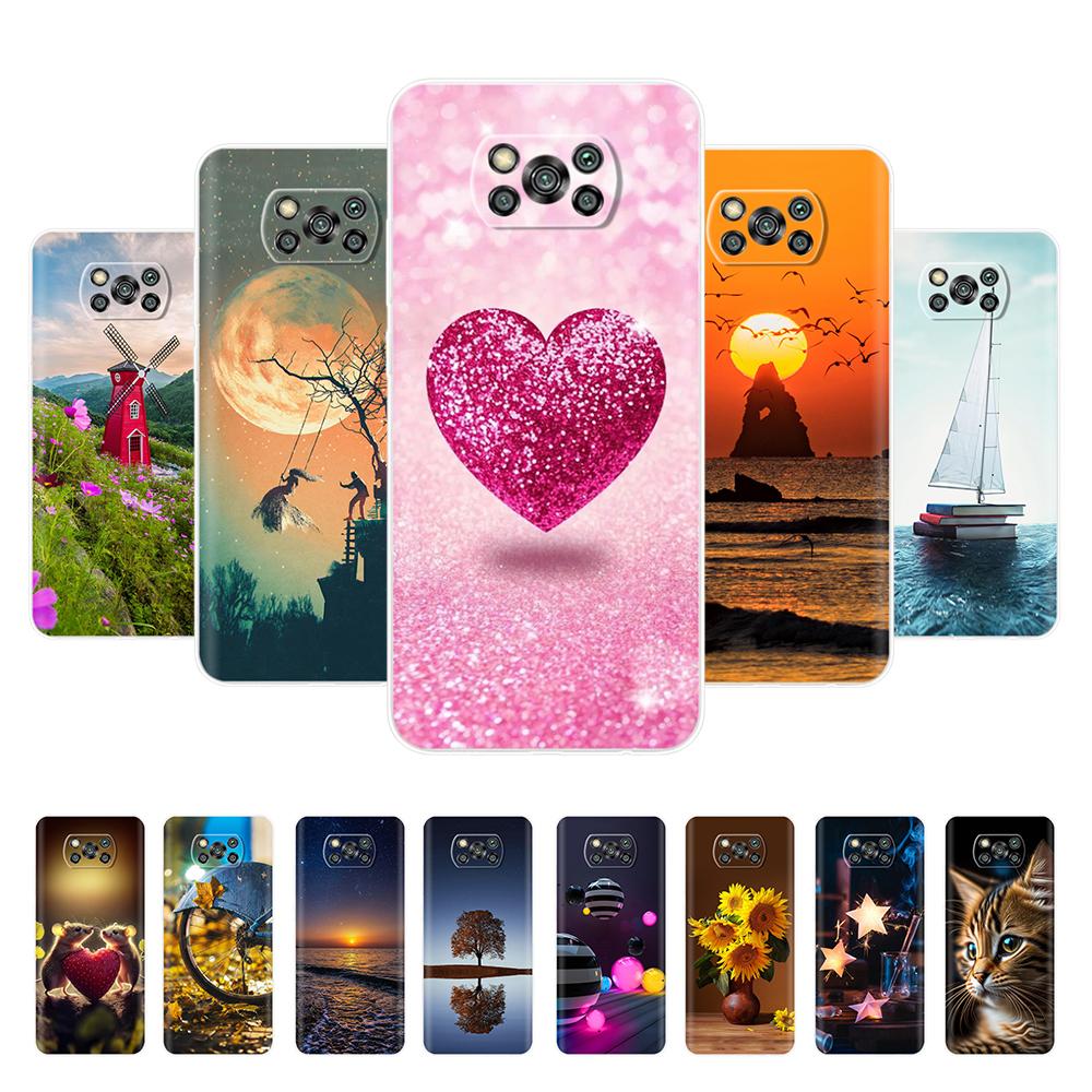 Flower Phone Case For Xiaom Poco X3 NFC Cute Heart Cartoon Funda For Poco X3 Pro Soft TPU Cover For Poco X3 NFC PocoX3 Pro Shell