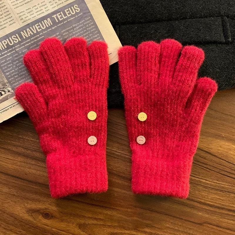 Christmas red finger gloves female winter student cute thickened plush riding warm winter tide