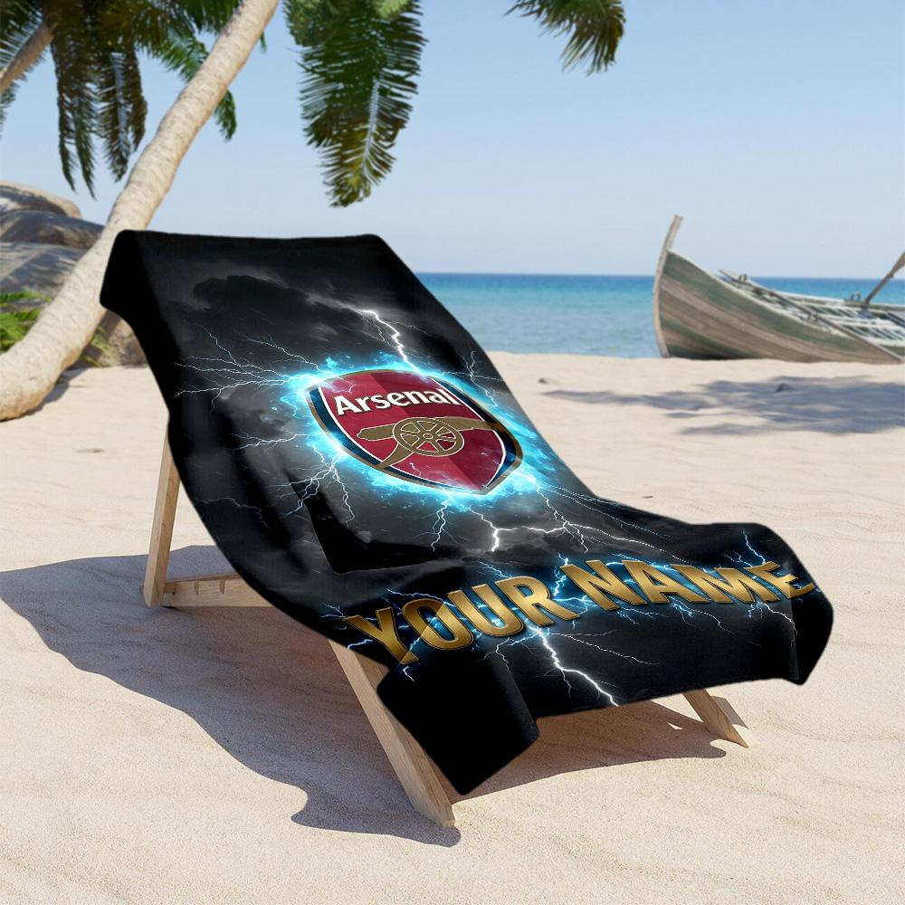 Arsenal F.c. Customized Name Beach Towel Super Soft & Absorbent Portable for SwimmingBeachCamping Travel Beach AccessoriesGym