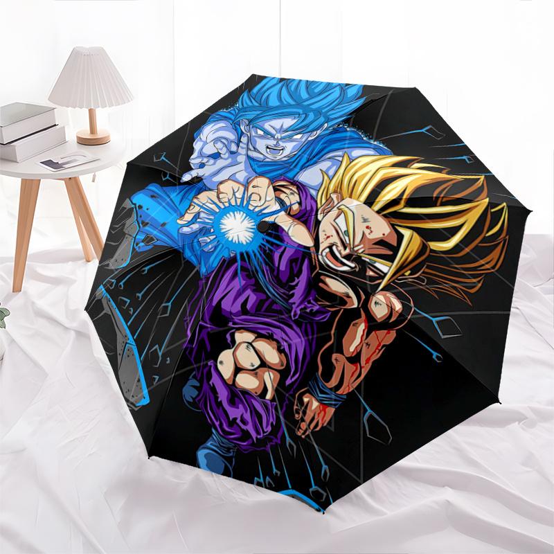 

1pc Goku and Vegeta Super Pattern Automatic Cartoon Practical Umbrella is Fashionable and Good-Looking, a Portable 3-Fold Umbrella, Suitable for Trave