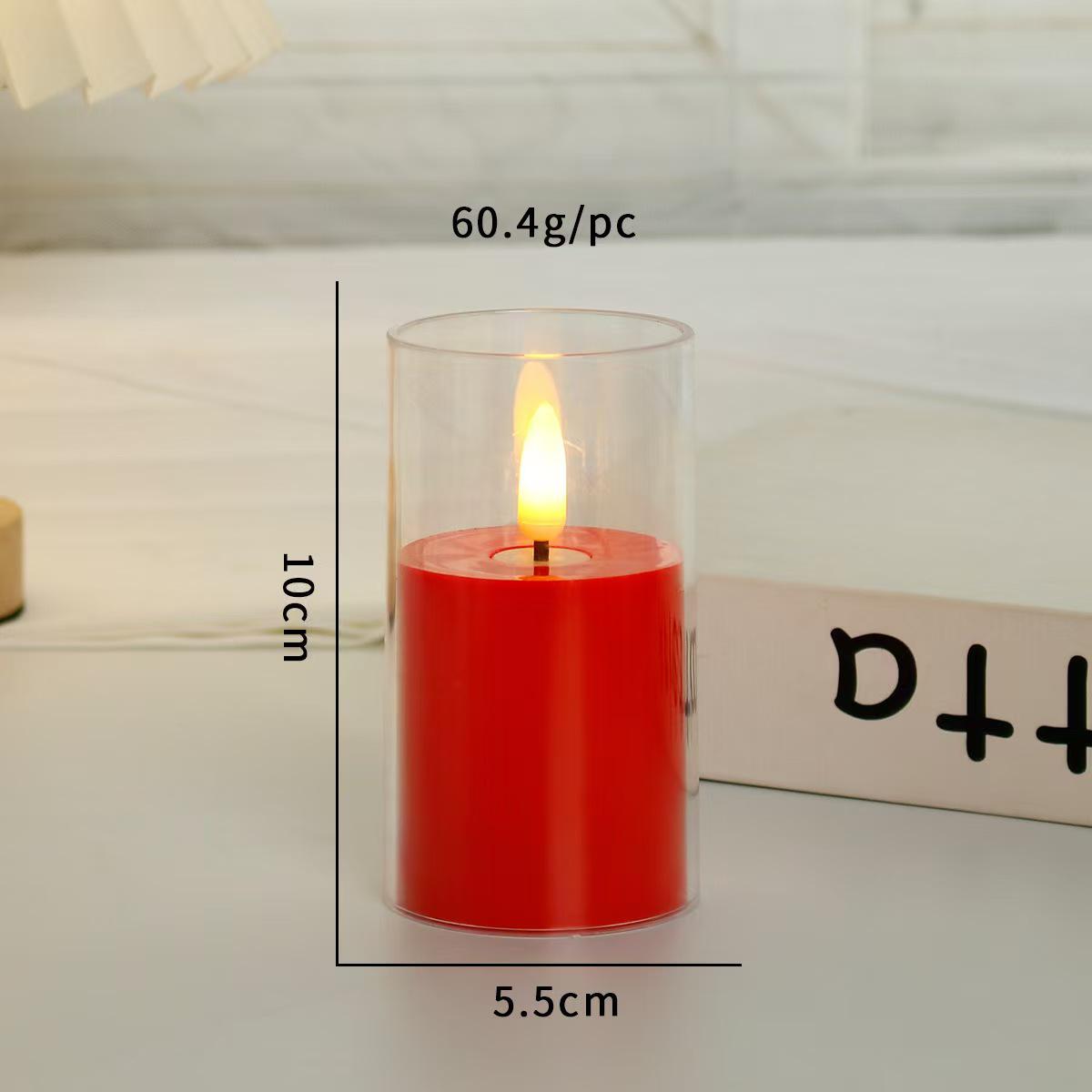 

LED Electronic Candle Light Strip with Transparent Lampshade for Bar, Restaurant, KTV, Party, and Outdoor Camping Decor.