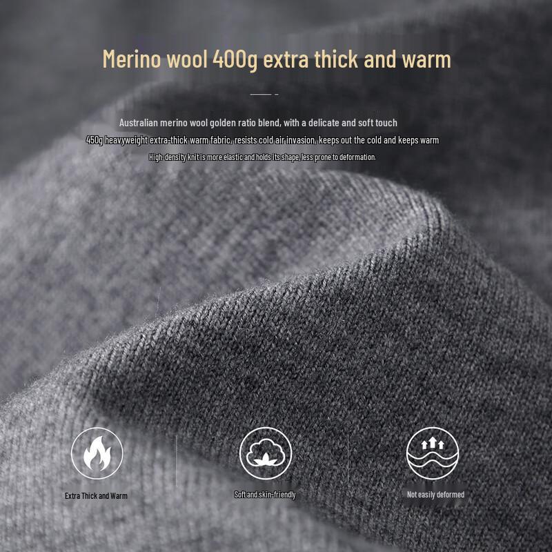 Shanshan Men's Wool Blend Semi-High Collar Thermal Sweater