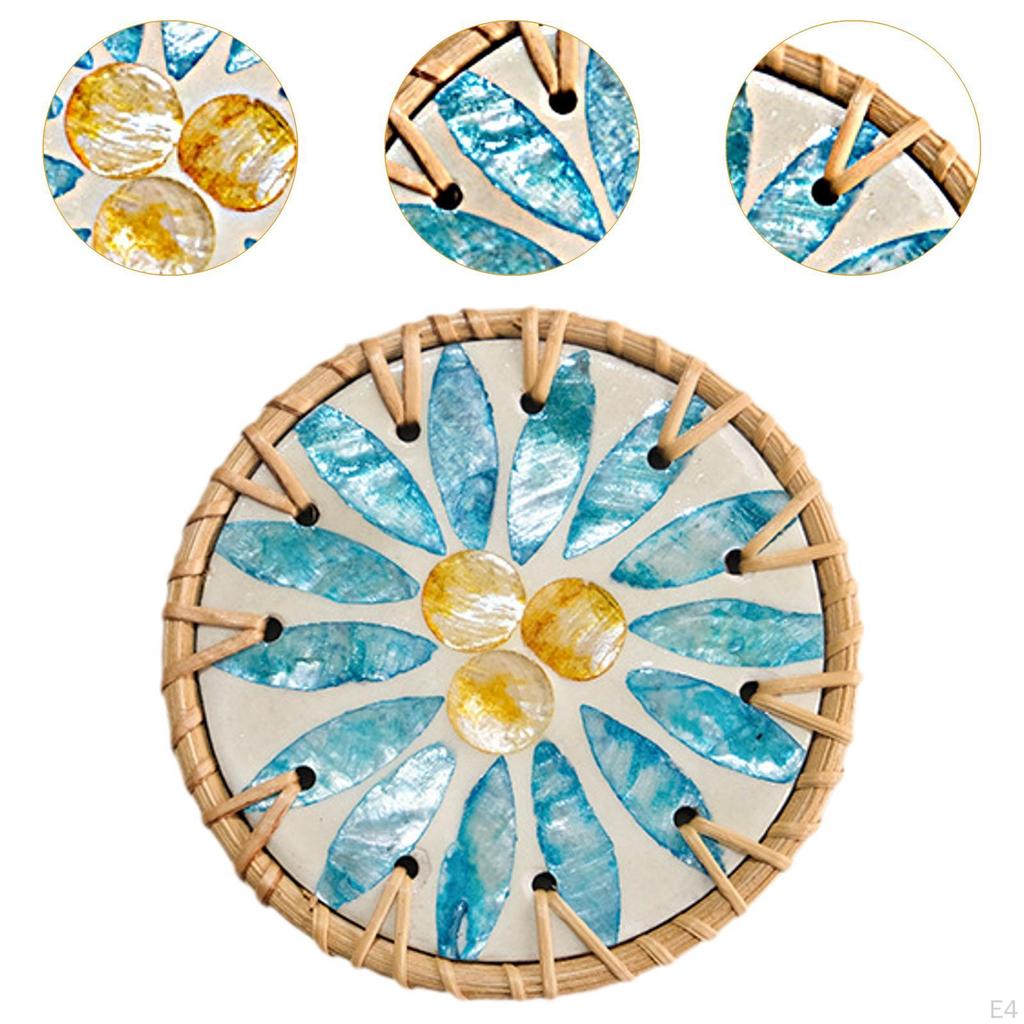 Handmade Rattan Coaster Cup Holder Mat 10cm Diameter Home Decor Placemat Pad Drink for Gift