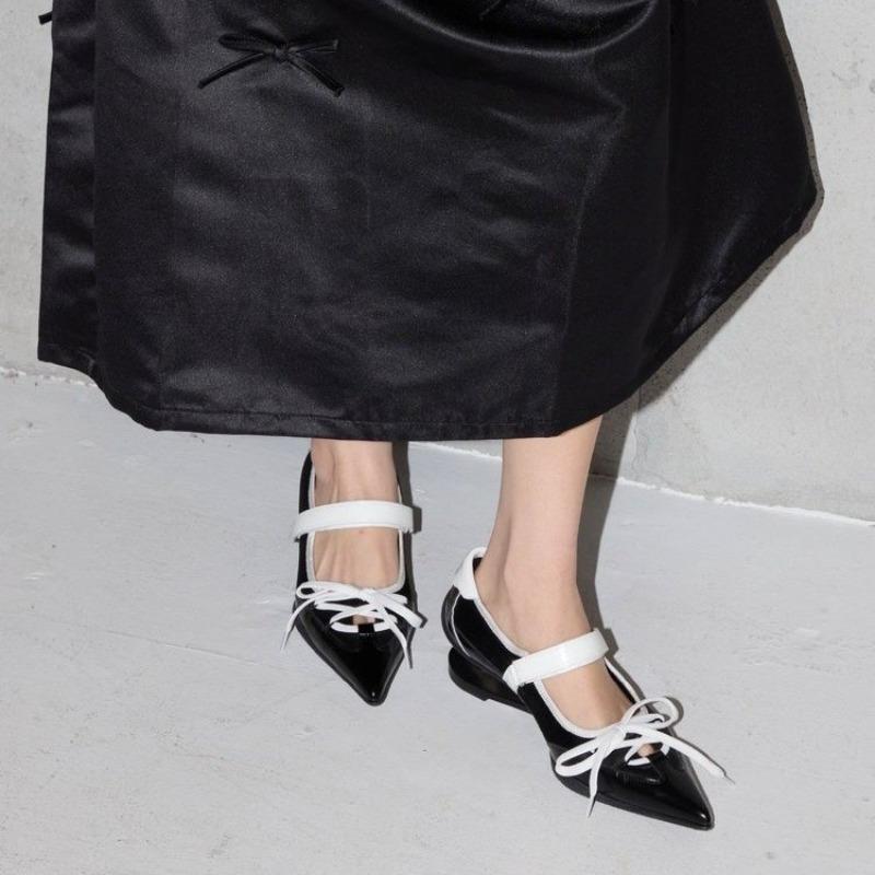 Pointed Toe Mary Jnae Shoes Women Autumn 2025 Sexy Mid Heels Work Dress Sandals Large Size 34-43 Chunky Lace Up Shallow Shoes