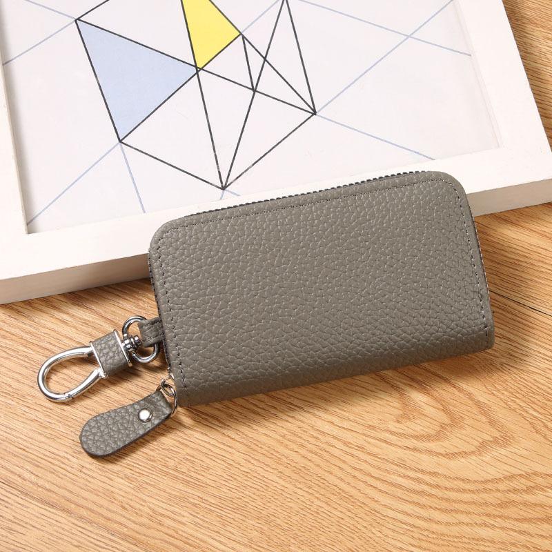 PU Leather Multifunctional Fashionable Simple Women's Key Bag Portable Anti-theft Zipper Home Key Bag