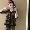 [Cotone di alta qualità imitazione] Pigiama donna nuovo stampa leopardo pizzo floreale autunno maniche lunghe semplice piccolo fresco casa
