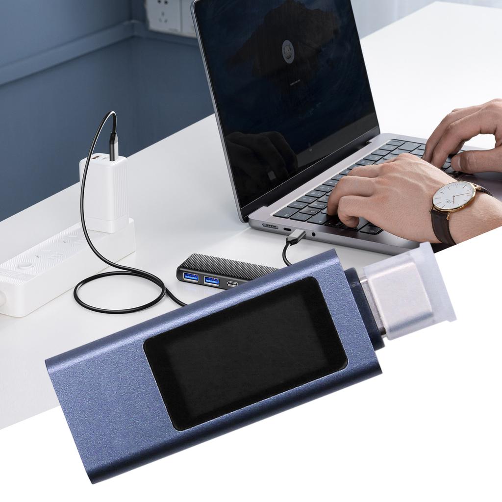 Aluminum Alloy USB C Power Meter 12A Fast Speed Charging Tester With LCD Screen PD Protocol Compatibility