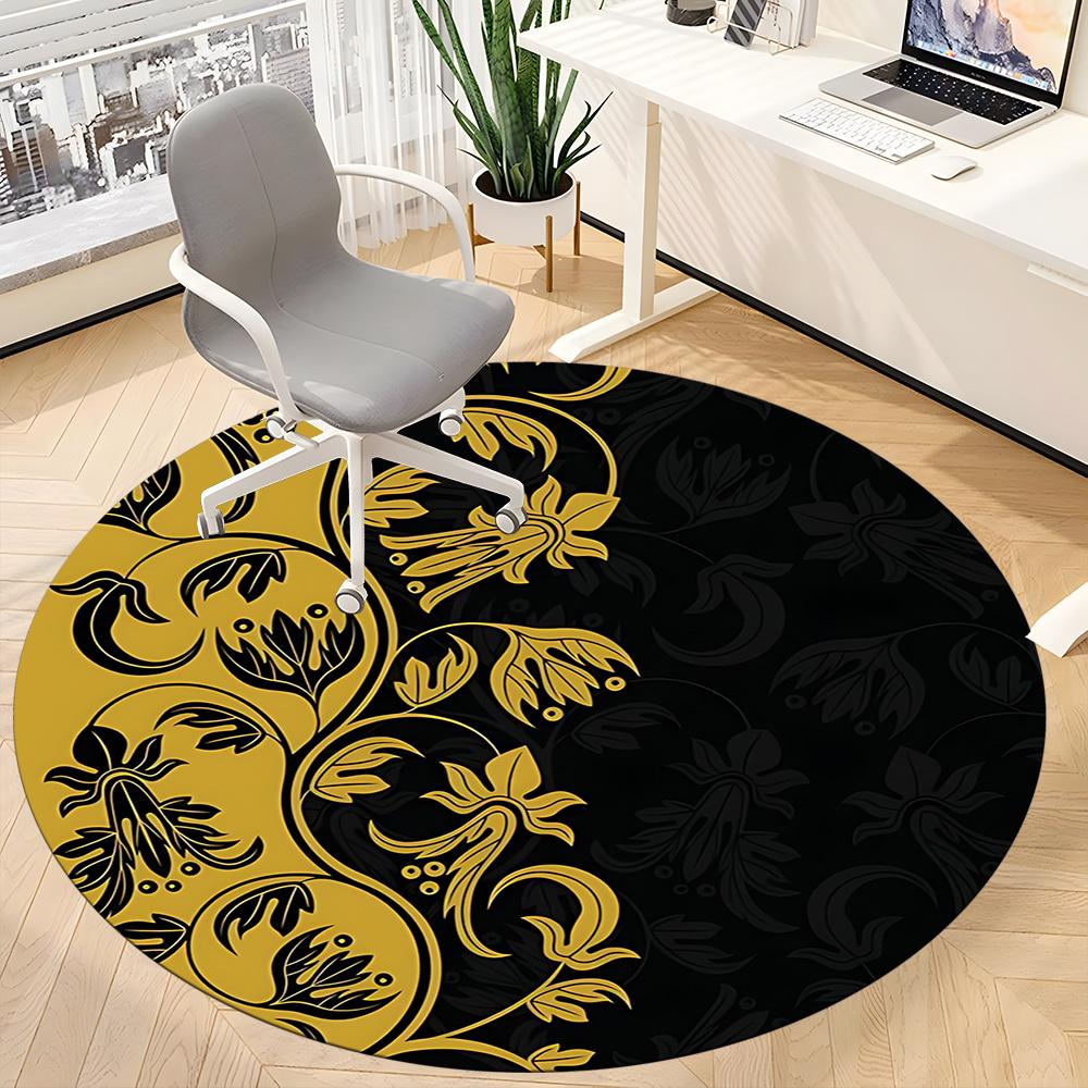1pc Floral Pattern Office Round Area Rug, Indoor Mat Suitable ForOffice, Under Office Chairs Bedroom Living Room Home Decor, Room Deco 034