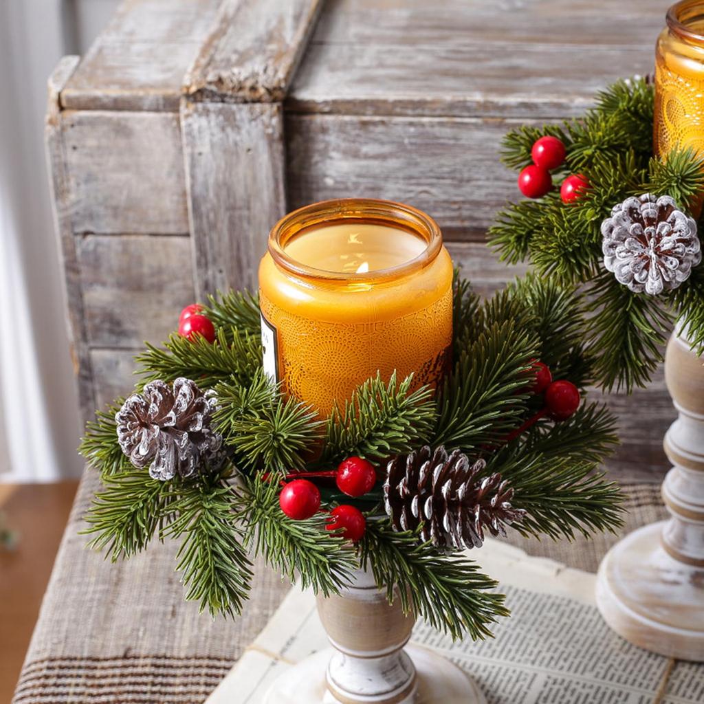 Christmas Festival Candles Garlands Holiday Garlands Candlesticks Holiday Family Kitchen Dining Table Center Wreath of Lights