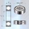 Motoforti 20pcs 608ZZ 8x22x7mm Double Metal Shield Single Row Deep Groove Ball Bearings Silver Tone