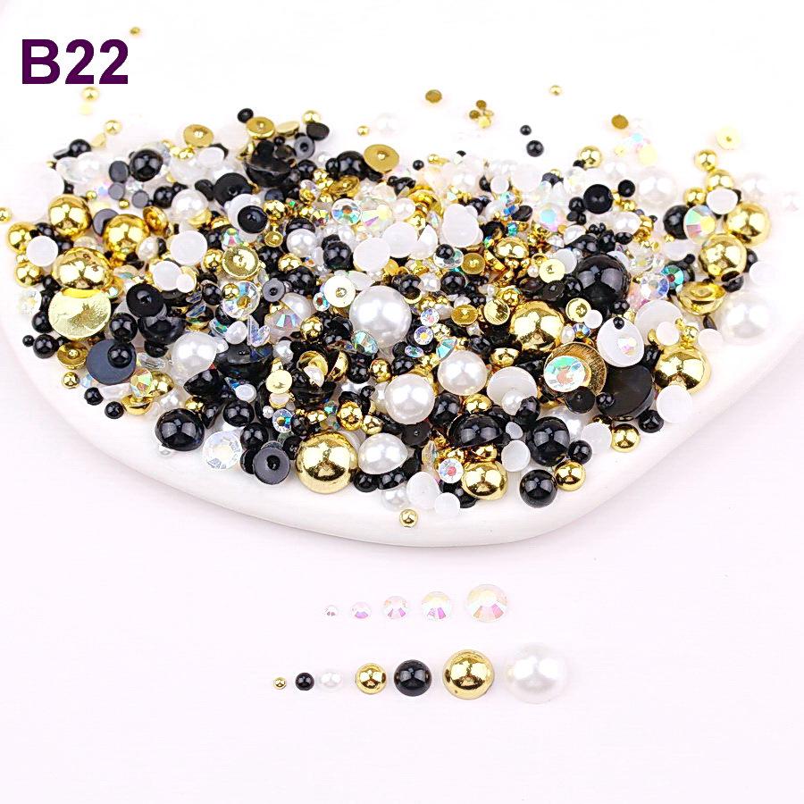 Mixed 2mm-10mm Half-Round AB Plated Resin Pearls - DIY Accessories