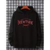 Heather Gray Vintage Burgundy New York Letter Unisex Hoodie