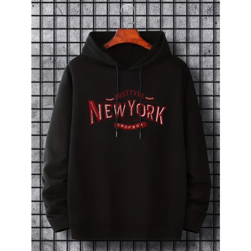 Heather Gray Vintage Burgundy New York Letter Unisex Hoodie