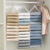 Hanging Trousers Clothes Storage Bag - Layered PVC Divider for Household Use