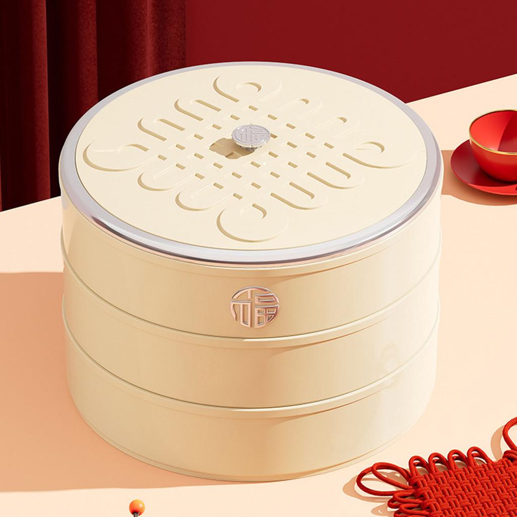Snack-Servierschale Kunststoff Unterteilt mit Deckel Chinesisches Knotenmuster für Frühlingsfest Nüsse und Rosinen Aufbewahrungsbox