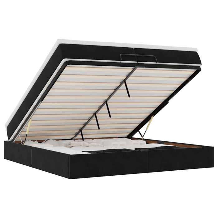 VidaXL Cadre de lit ottoman avec matelas noir 200x200cm velours, cadre de lit avec rangement, cadre de lit avec rangement 3311209