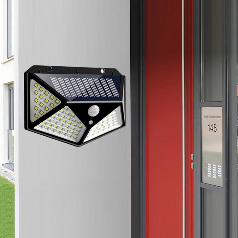 (4PCS) Solar Light Outdoor 100 LED Wall Light Motion Sensor Security Lights Waterproof with 3 Modes for Garden Outside