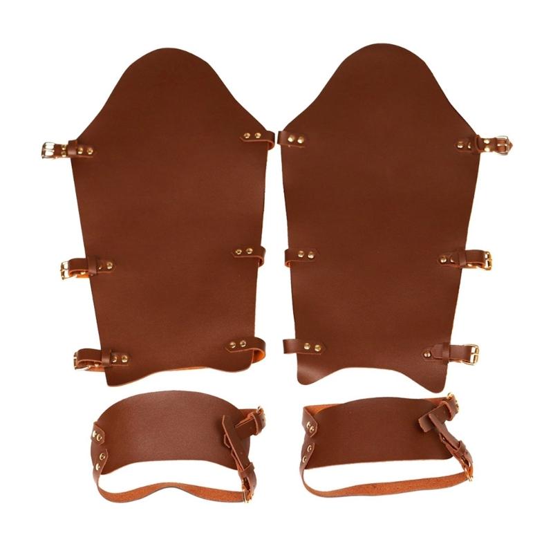Medieval Gaiters Knight Boot Covers Spats Faux Leathers Leg Guards Renaissance Costume Accessories for Women Men Gifts коричневый