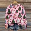 Women's Fashion Christmas Printed Long Sleeve Loose Round Neck Sweatshirt Top