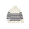 Striped High Neck Long Sleeve Knit Sweater Women Sweater Off-White 454697-01