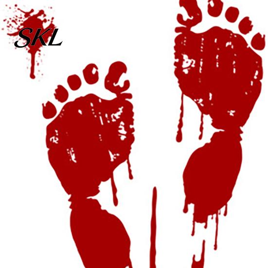 Temporary Removable Decal Halloween Blood Handprints/Footprints Wall Stickers, Decals, Spooky Waterproof Stain-proof Window Cling DIY Decoration