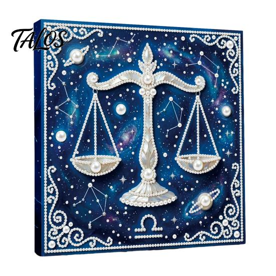 Rhinestone Art Set DIY Faux Pearl Painting Kit, 12 Constellation for Handmade Fake Adults Beginners, Wooden Frame Wall Decoration Crafts