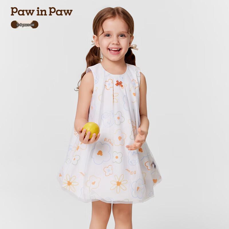 

Детское платье-сарафан PawinPaw для девочек с мультяшным мишкой и лепестками 120