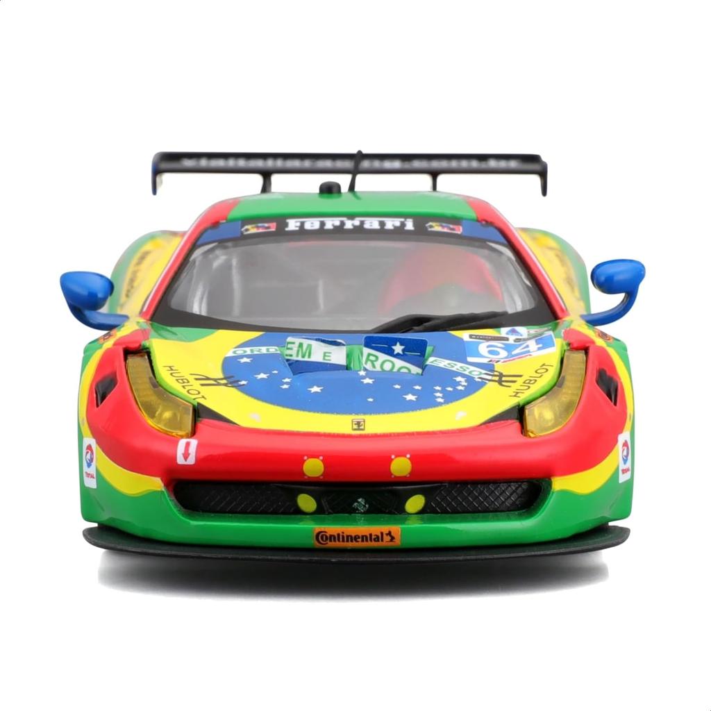 Bburago Scale Ferrari 458 Italia GT3 2015 Green Race Sports Car Diecast Model Car Finished Product 1/43 #64 / 18-36305