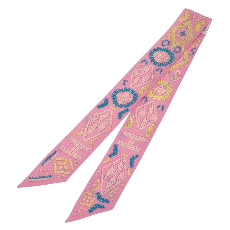 HERMES   scarf pink/blue silk Women