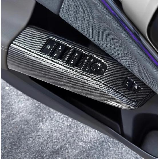For BMW X3 G45 2025 Carbon Fiber Texture The Glass Key Frame of the Car Window Lift Panel Is Decorated with Interior Accessories