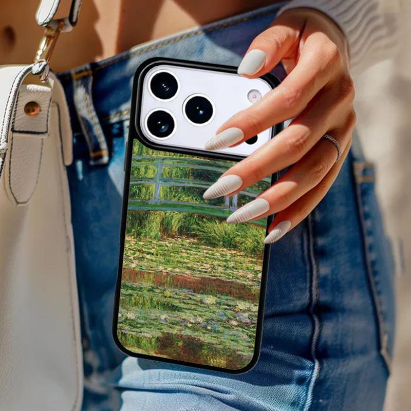 Monet Garden Lotus Phone Case For iPhone 17 Air 14 15 13 12 Max Cover For Apple 16e 11 Pro Max Plus Coque