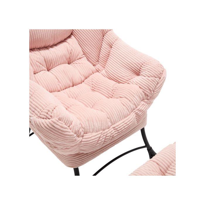 Fauteuil inclinable avec repose-pieds, accoudoirs et poches latérales, fauteuil d'angle rose