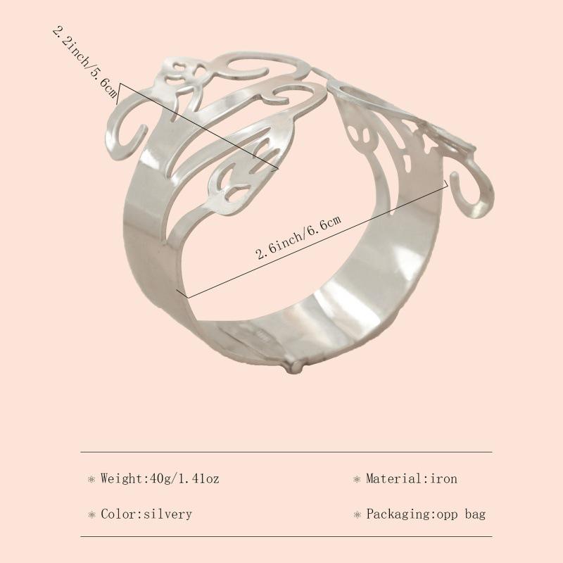 Women's European & American Fashion Metal Hollow-Out Exaggerated Elastic Bracelet Armlet