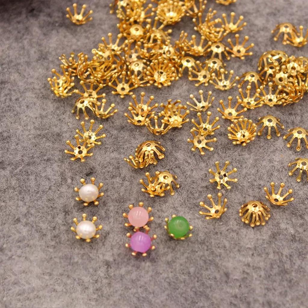 LEISURE CLUB Set of Outer Diameter Copper Flower Buds and Washers for Tsumami Zaiku Jewelry Metal Craft and DIY 100-Piece 9.5mm Pearl-Shaped Earrings,