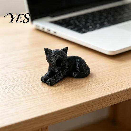 Realistic Texture Cat Art 3D Printed Ornament, Plush Figurines, Black Figurine White Cute Healing Sculpture, for Desk Car Bookshelf Decor Versatile