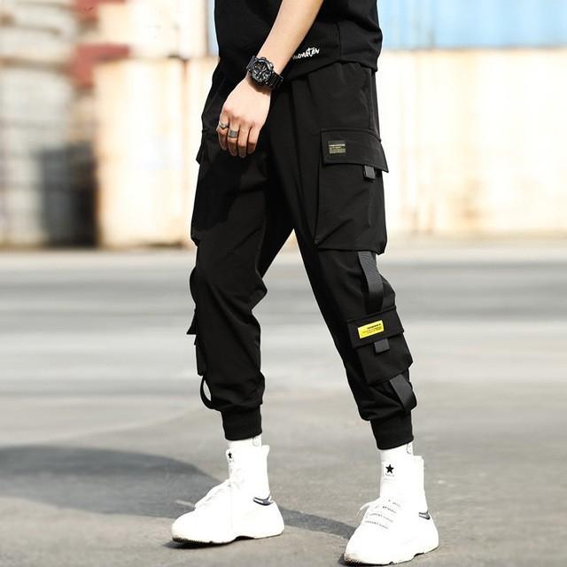 New pants men s Korean version trend loose student ins nine points chic casual overalls trendy brand tied feet S