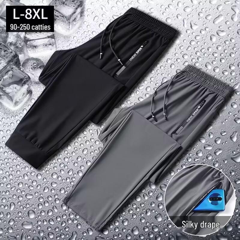 

Men s Summer Ice Silk Workwear: Cuffed, Quick-Dry, Loose-Fit, Casual Sports Pants L