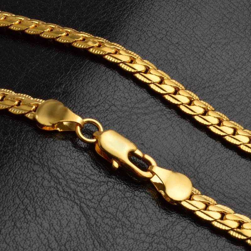 925 Silber 16-24 Zoll 40-60 cm 18 Karat Gold 6 mm Vollständig Seitliche Kette Halskette Für Frauen Mann Mode Hochzeit Party Charme Schmuck