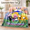 Adventure Time Cartoon Custom Name Flannel Throw Blanket Soft Warm for Sofa Bed Indoor Home Use