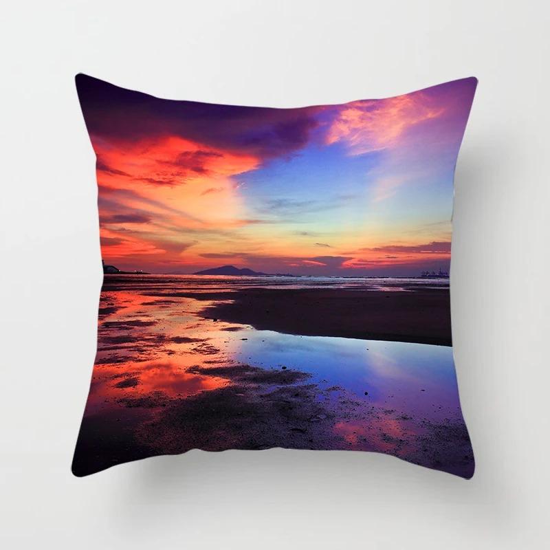 Luxury Home Decor Pillow Cover Car Living Room Sofa Cushion Cover Sunset Dusk Scenery Pattern Cushion Cover