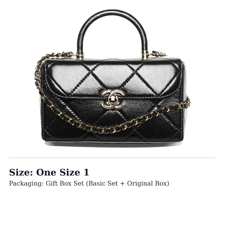 Chanel Shiny Calfskin, Gold Metal Box Shaped Bag, Shoulder Bag, Crossbody Bag, Handbag Mini Women's Black AS4469-B14434-94305