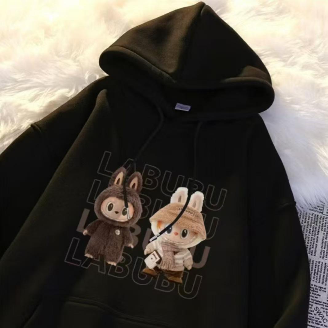 

2024 Осень Мультяшный Милый Лабубу Женский Флисовый Худи Большого Размера Medium